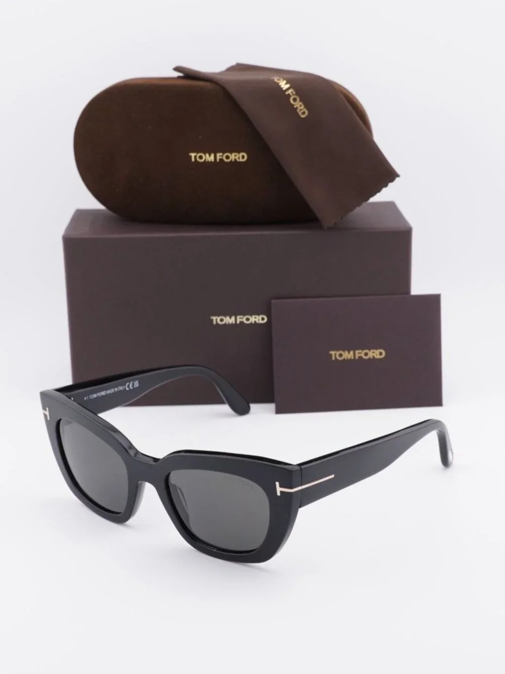 Tom Ford Athena FT1190 01A Cat Eye Sunglasses - Black / Smoke